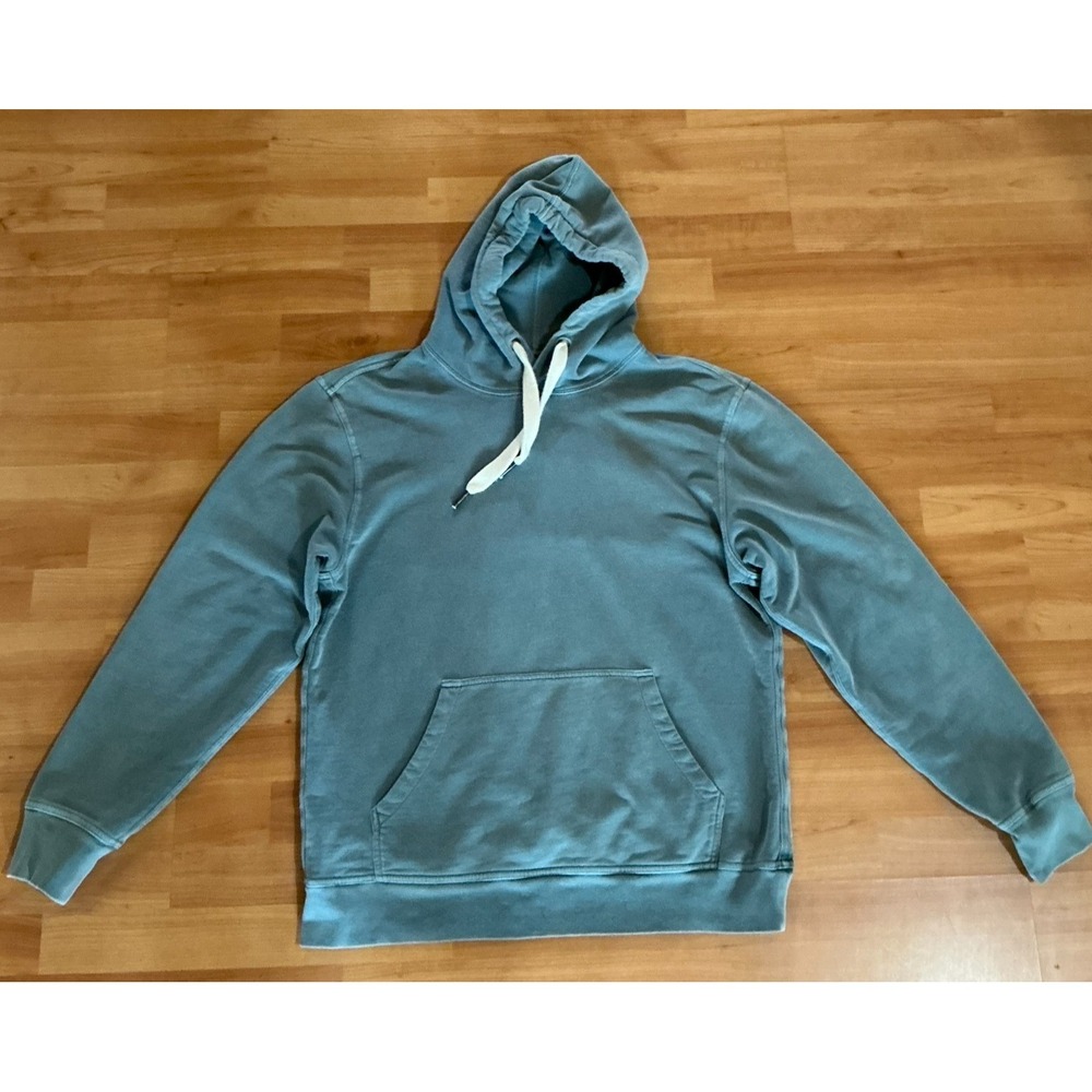 Buck Mason Hoodie Mens Size Large Green 100% Cotton Pullover Sweatshirt